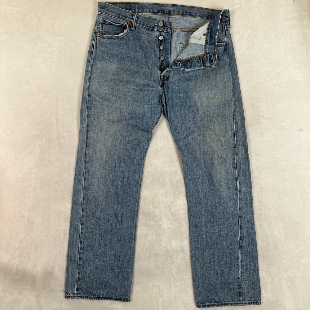 Levi's 501 Jeans Mens 36x30 Blue Straight Button Fly Denim Medium Wash READ